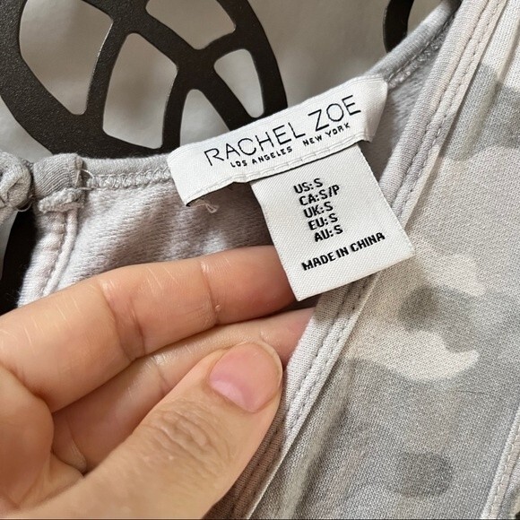 RACHEL ZOE Printed Scoop Neck Jumpsuit In Grey Camo S - Picture 4 of 9